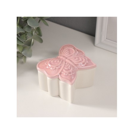 Coramics Coramics "Figure bean" Pink mother -of -pearl 7.3x7.3x4.5 cm-1