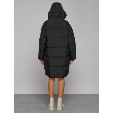 Coat insulated winter female, size 42, black color-3