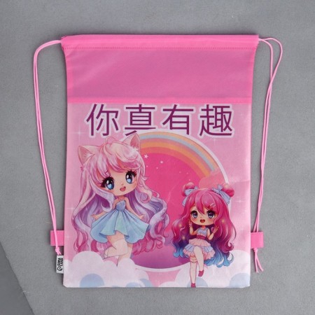 A bag for shoes "Pink Dreams" anime, polyester, size 30 x 40 cm-7
