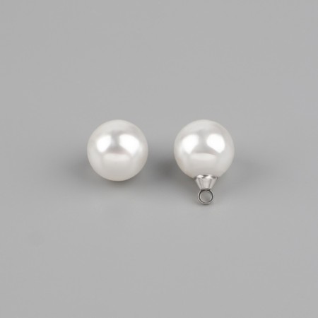 A set of buttons on the leg, d = 10 mm, 5 pcs, pearly/silver color-1