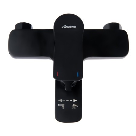 ACCOONA A63207F bath mixer, single -leaf, pour 158 mm, shower set, black-2