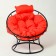 Armchair "Papasan" mini, with a red pillow, black frame, 81x68x77cm