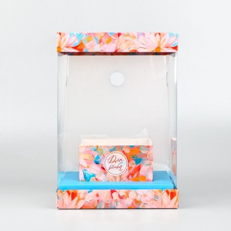 Box for flowers with a vase and PVC windows folding "Spring flowers", 16 x 23 x 16 cm-2