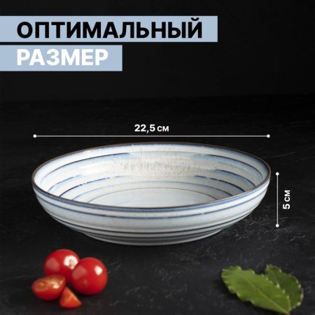 Porcelain salad Magistro Garland, 1250 ml, D = 23 cm, blue color-1