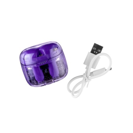 Wireless headphones K20, TWS, inserts, BT 5.0, 35/260 mAh, transparent, purple-10