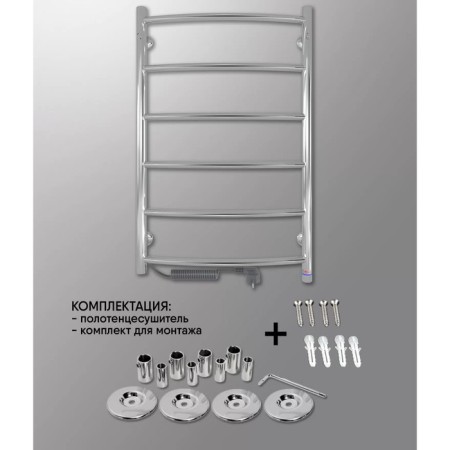 Electric towel Indigo Arc Lux, 800x500 mm, hidden installation, chrome-2