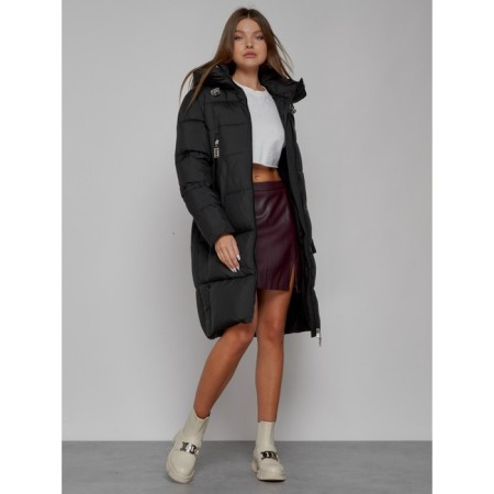 Coat insulated winter female, size 42, black color-12