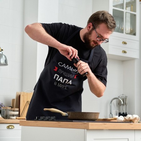 Apron Ethel "The Best Dad" 73x71 cm, 100% cotton, reps 210 g/m2-1