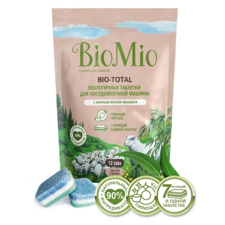 Biomio Bio-Total dishwashers tablets, with eucalyptus oil, 12 pcs.