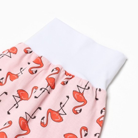 Sliders on a wide elastic band, peach/flamingos color, height 68 cm-1