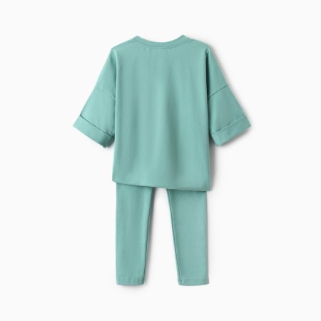 Suit for girls (T -shirt, leggings) minku olive color, height 128 cm-10