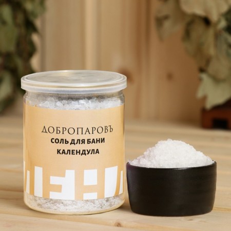 Salt for a bathhouse with herbs "calendula" in a transparent bank, 400 grams-1
