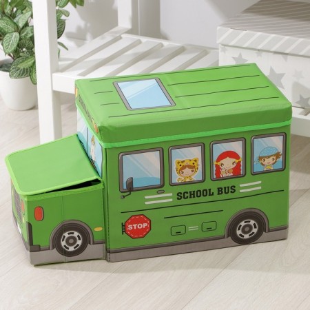 Stellyer box for storage with a lid of the school bus, 55 × 26 × 32 cm, 2 compartments, color green-8