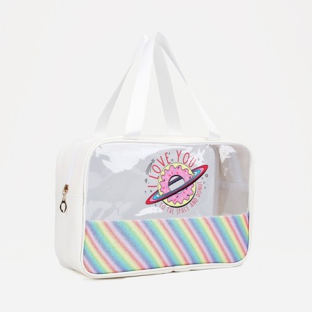 Cosmetic bag with lightning, white color