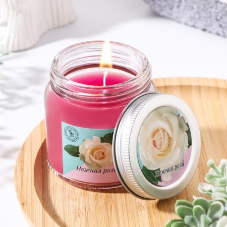 Aromatic candle in glass 6.3cm, 100ml, delicate rose