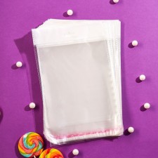 BOPP package with an adhesive valve, transparent 18 x 20/4 cm, euros, 25 μm
