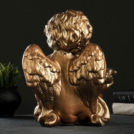 Climb "Angel sitting in his hand" 26x21x30 cm bronze, for a candle d = 6 cm-3