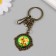 A metal keychain, glass with a carbine "Spider and clover in the medallion" Bronze 9.5 cm