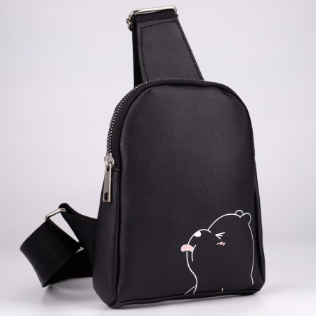 Bag over the shoulder bee Bear with lightning, black color-2