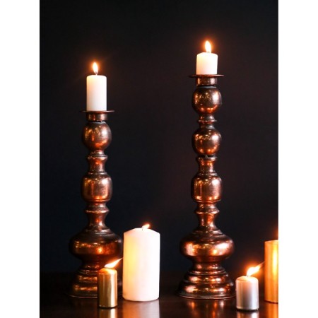 Summary Metal for 1 candle "Hermeta" aged bronze 13.5x13.5x36.5 cm-5