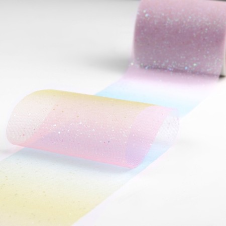 Fatin with glitter "Rainbow", 7.5 cm, 11 ± 1 g/sq.m, 9 ± 0.5 m, pink color No. 1-1