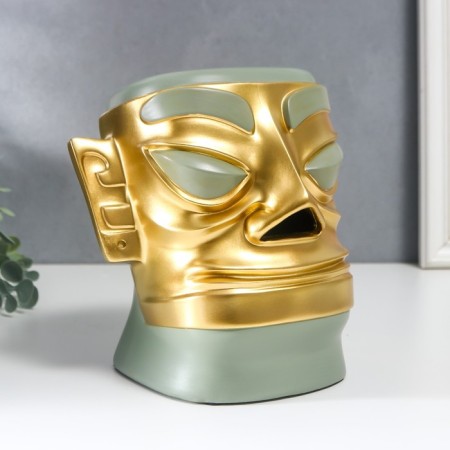 Souvenir Polystone Salvetnitsa "Aboriginal with a sharp nose" green-gold 19x12x20 cm-1