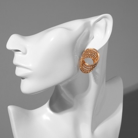Earrings Metal "interweaving" thread, color gold-3