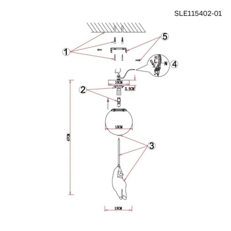 Suspension EVOLUCE. Sle115402-01. Modena. 1x40 W, G9, 13x13x47.4 cm, white color-4