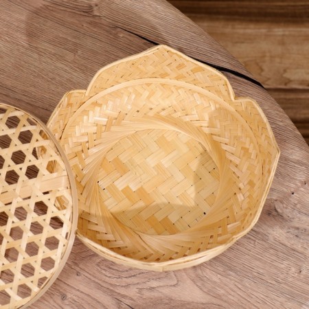 VAZ with a lid weaved, from bamboo 25x25x11 cm-3