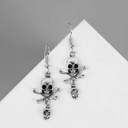 Earrings "Skeleton", color black silver-1