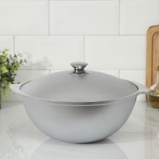 Cauldron, 4.5 l, aluminum lid, alloy handles, silver color