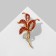 Brooch "Leaves", the color of the rainbow red in matte gold