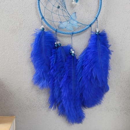Dreams "Butterflies and ostrich feathers" bright blue d = 15 cm 50x15 cm-2
