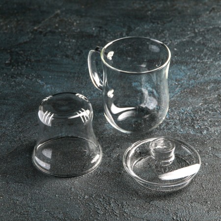 Glass mug for brewing with sieve "Sophie", 350 ml-1