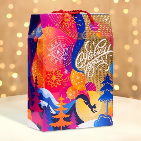 Gift Box New Year's Mistle -level embossing foil 23 x 10 x 33 cm