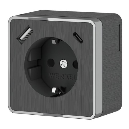 Grounding socket, curtains and USB type A+C Gallant (corrugated graphite) W5071704