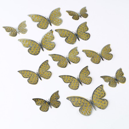 Set for decorating "butterflies" with patterns, set 12 pcs, color silver-1