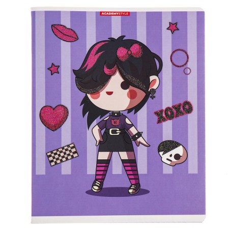 Notebook of 48 sheets in the cage "Girls Gotha", cover coated cardboard, glitter, mix-2