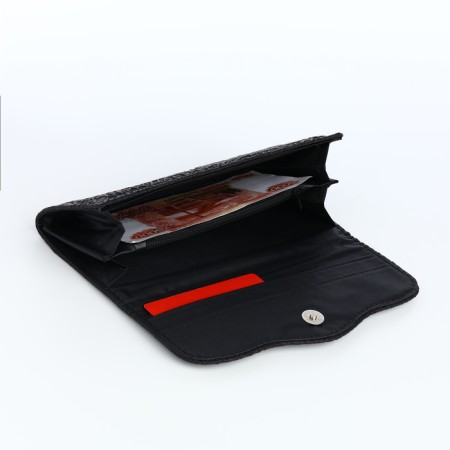 Women's wallet on a magnet, black color-4