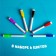 Water -based color marker, set 6 pcs., Without a magnet