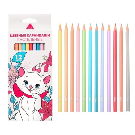 Colored pencils pastel, 12 colors, trihedral, cats aristocrats-7