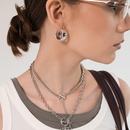 Earrings “Chord” ornament, silver color-4