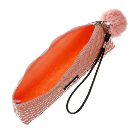 Penal is soft, 1 compartment, 80 x 210 x 35 mm, voluminous, Devente, Classic, fantle leather, with a handle, pink-3
