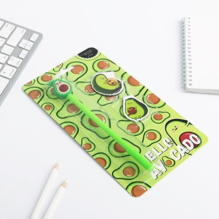 Chancellery set "Hello Avocado": magnetic bookmarks 2 pcs and pen-1