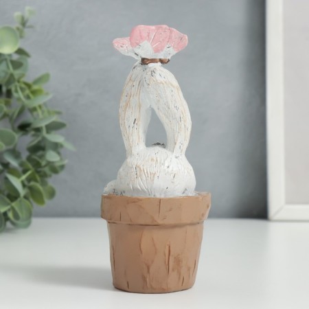 Polystone souvenir "Bunny in a pot, with a butterfly on the ears" 13.8x6.5x6.5 cm-2