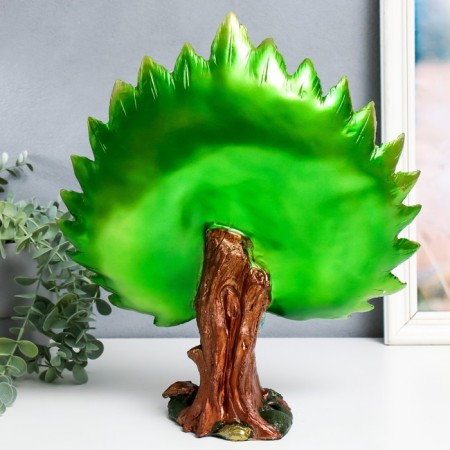Polystone souvenir "Blue peacock with green, blossoming tail in the meadow" 13x30x35 cm-2