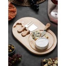 Set for feeding cheese, board of oak shares 32.5 × 20.5 × 1.5 cm, 3 knife for cheese