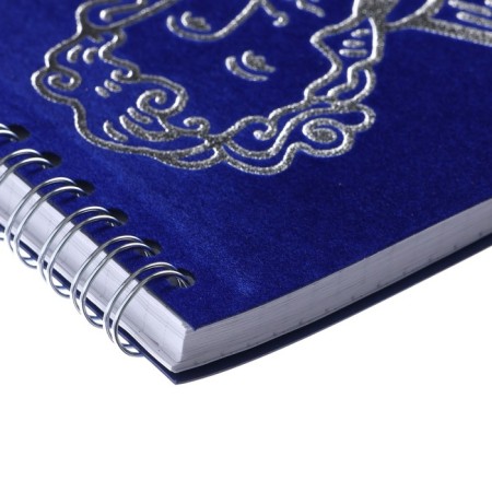 Notepad A6, 90 sheets, on the crest in a cage, blue, cover of flocked cardboard, foil embossing, an offset block 70g/m2-1