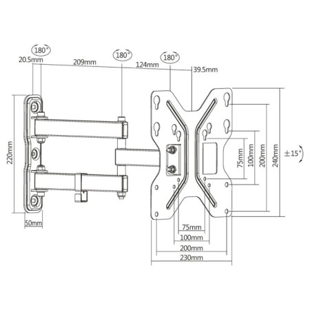 Broat Crocksein for TV UM900 Black 23 "-43" Max.30kg wall-off-veli 107047-1