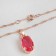 Set 3 objects: earrings, pendant, dimensionless “Edel” oval large, pink color in gold, 45 cm